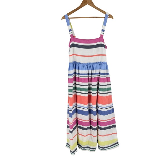 GAP Dresses & Skirts - Gap Maxi Dress Multicolor Stripe Large Square Neck Sleeveless Cotton Pockets